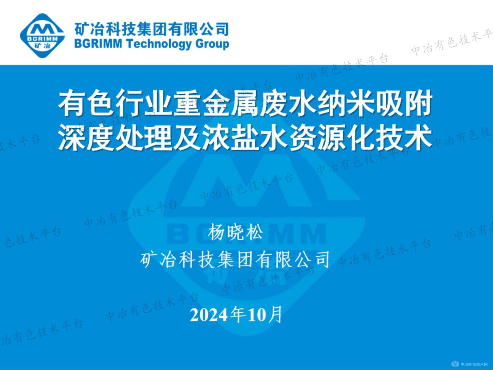 有色行業重金屬廢水納米吸附深度處理及濃鹽水資源化技術